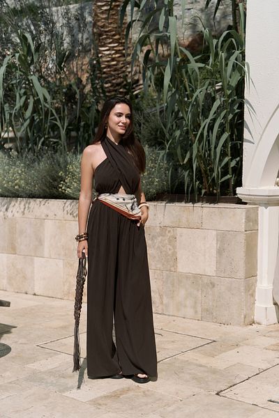 BOHEMAİ Lios Window Detail Brown Long Jumpsuit