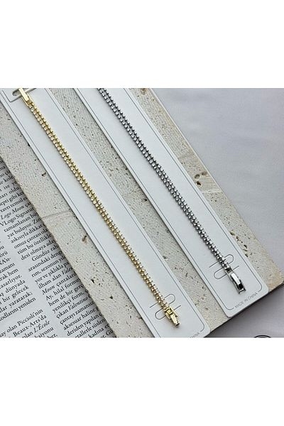 CA SHOPPİNG Double Row Waterway Stone Chain ​​Steel Anti-Tarnish Bracelet