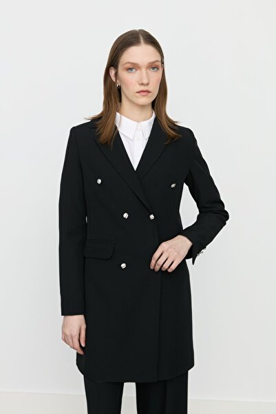 Nihan Kruvaze Kapama Blazer Ceket Siyah