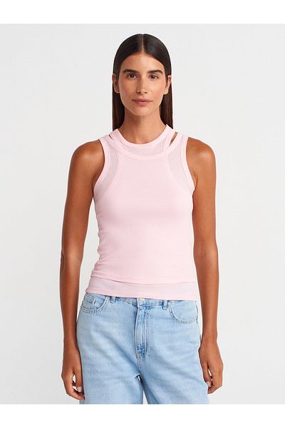Dilvin 31853 Double Look Top-Powder Pink