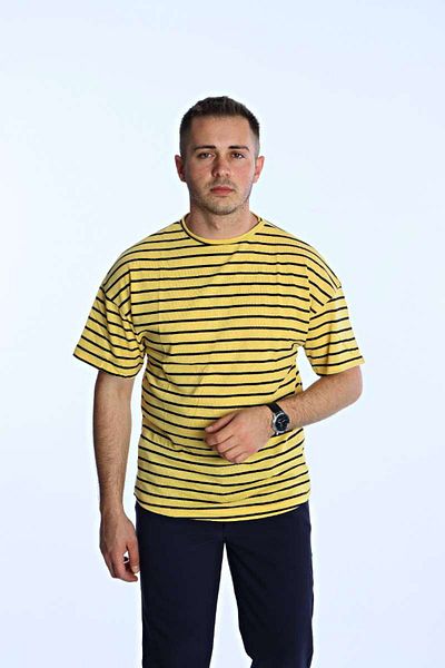 Benim Denim Striped Oversize T-Shirt Yellow
