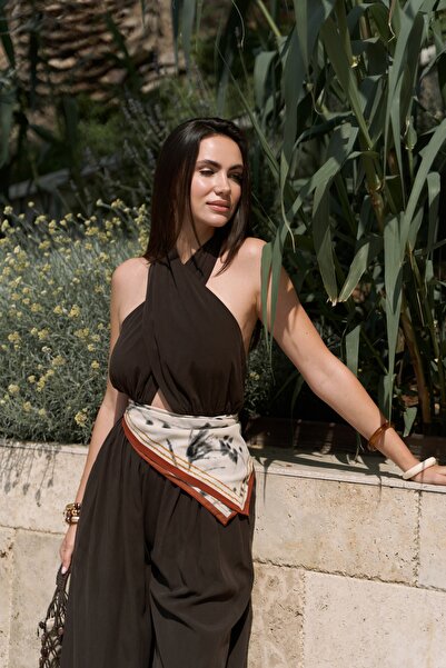 BOHEMAİ Lios Window Detail Brown Long Jumpsuit