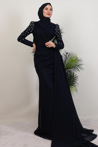 GİYZAMİLA Βραδινό φόρεμα Gülşen Hijab Navy Blue