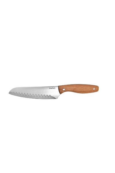 Parfait Kitchen Santoku Knife with Wooden Handle Silver and Brown 17cm
