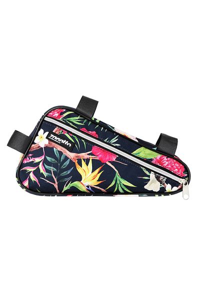 zagatto Triangular bike bag 2L, floral print, multicolor, waterproof, reflective zip, 3 straps, ZG644