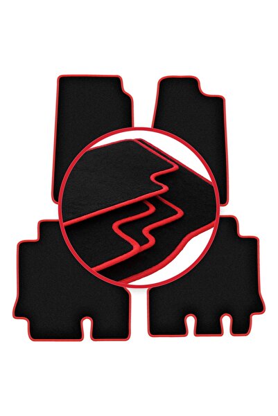 shumee Covorașe velur cu margine roșie pentru: Jeep Wrangler III JK off-road ...