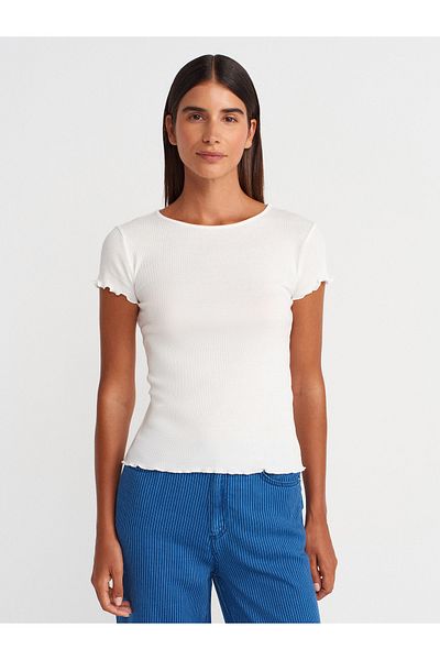Dilvin 31935 Short Sleeve T-Shirt-Ecru