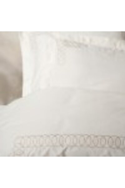 Cotton Box Luxury Bed Linen with Embroidered Satin, Riley Ecru