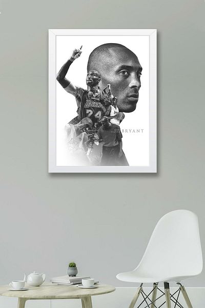 Saturn Kobe Bryant Framed Painting - Basketball Nba Poster Painting