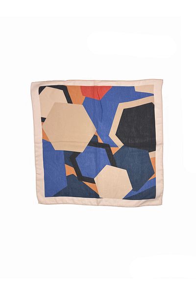 nazipek Geometric Patterned Cotton Bandana Scarf