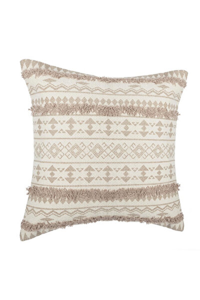 Atmosphera غطاء وسادة مربع الشكل من إتنيك توف، بيج، 40 × 40 سم