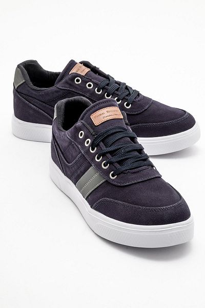 CCWAY AYAKKABI Men's Lace-Up Denim Sports Shoes Dark Blue