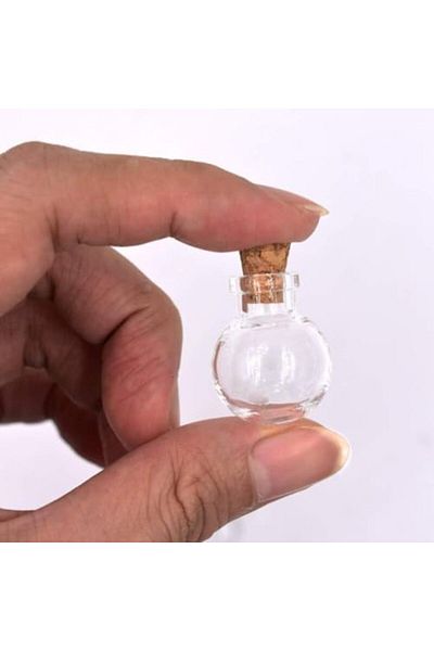 Generic 10 pcs Small Mini Glass Jars Bottles with Cork Stoppers and Eye Screws - 1ml Tiny Vials Wishing Mess