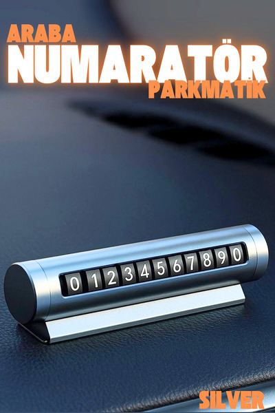 PlusOto Tüm Araçlara Uyumlu Alüminyum Çevirmeli Araç İçi Park Telefon Numaratörü Parkmatik Sılver