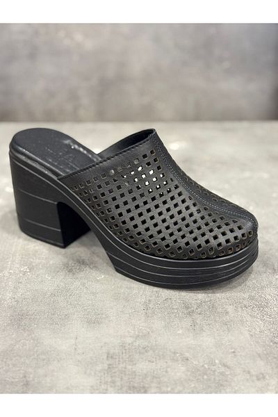 Moda Arena Fashionable Handmade Genuine Leather Platform Heel Slippers