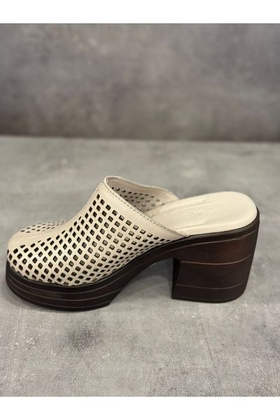 Moda Arena Fashionable Handmade Genuine Leather Platform Heel Slippers