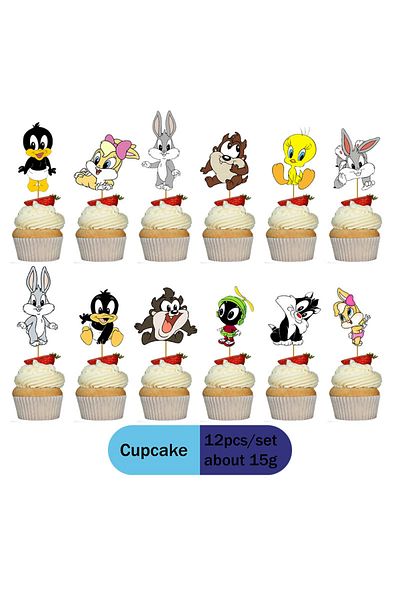 BEAST KINGDOM looney tunes looney tunes Cupcake 12pcs Beast Kingdom Baby Bugs Bunny Kids Birthday Party Supplies P