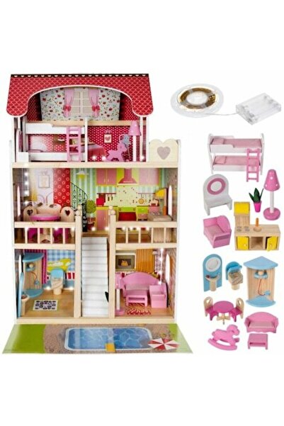 KRUZZEL Casa de papusi, Kruzzel, Lemn, 29x59x90cm, 3ani+, Multicolor