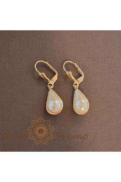 saratremo Gold Plated Earrings Milk Drops