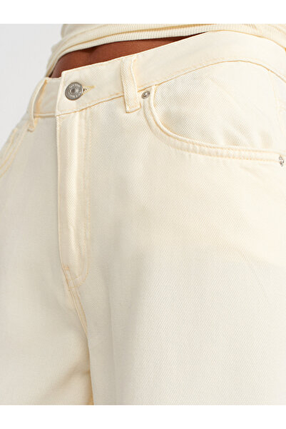 Dilvin 71999 Pantaloni din denim cu textura moale-Galben