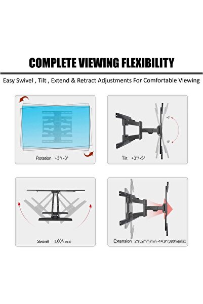 Generic ETHU Full Motion TV Wall Mount Bracket for 40-80 Inch TV, Swivel & Tilt, up to 99 lbs, VESA 600x400m