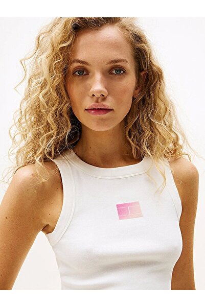 Tommy Jeans Tjw Slim Gradient Flag Tank Women's White T-Shirt Dw0Dw20920Ybl