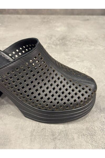 Moda Arena Fashionable Handmade Genuine Leather Platform Heel Slippers