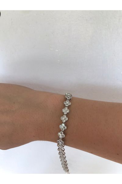 shop Silver Color Shiny Brand Bracelet with Silvery Stone