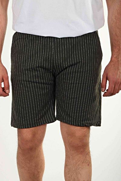 Benim Denim Striped Jogger Shorts Khaki