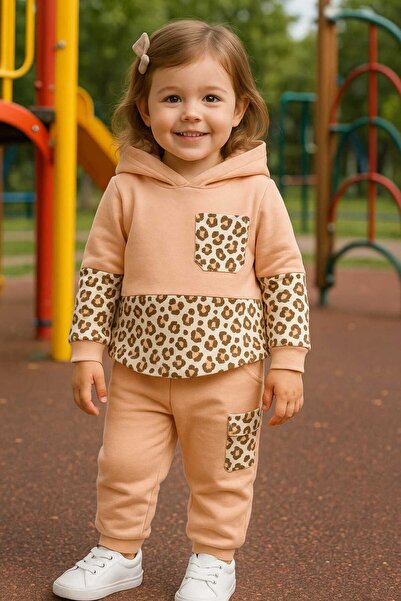 Pink cherry Leopard Detailed Double Baby and Children's Set