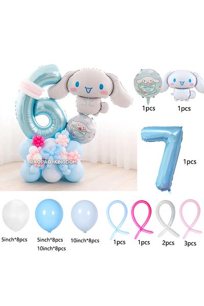 Miniso 1 pack 7 Cinnamoroll Foil Balloons Arch Garland Kit Latex Balloon Number Balls Cinnamoroll Birthday