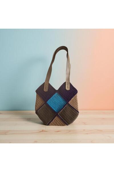 TURALLİ Macrame Colorful Square Patterned Shoulder Bag, Special Design Handcrafted