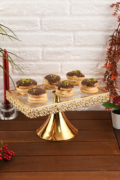HELVACIOĞLU AKSESUAR Standing Glass Cake, Cake, Cookie Stand Dowry 18X29 cm