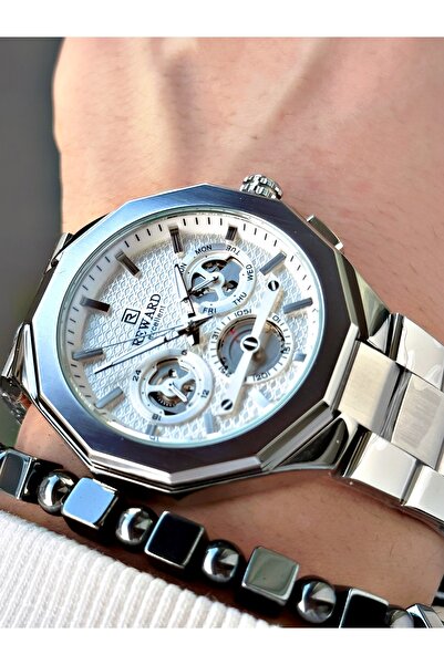 Reward Gümüş Renk Fonksiyonlu Çelik Kordon Erkek Kol Saati + BİLEKLİK HEDİYELİ