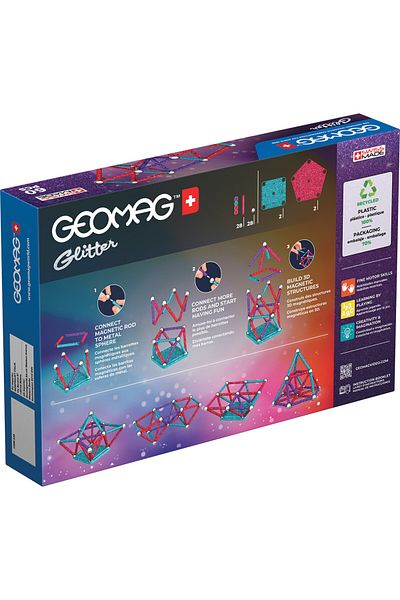 GEOMAG Construction Set, Glitter Recycled, 60 Pieces