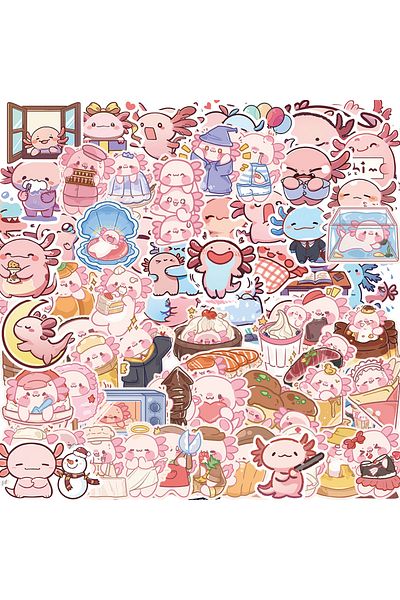 Miniso 100PCS 50/100PCS Cartoon Animal Funny Axolotl Stickers Graffiti Waterproof Creative Trend Decorative