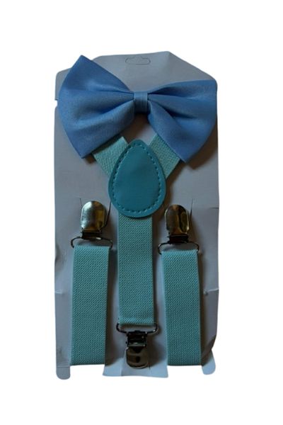 OEM Children's Suspenders and Bow Tie, Light Blue, 1-10 Years