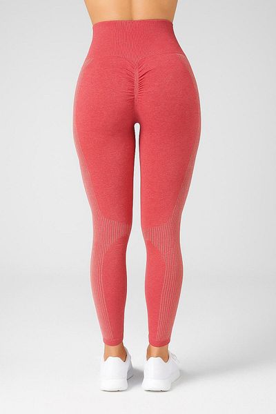 Meralles Women's Push up Red Hip Gathered High Waist Sports Fitness Seamless Hip Shaping Leggings
