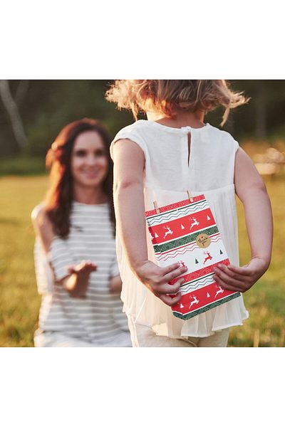 Agoer Set of 24 Agoer Advent Calendar Sticker Bags, White/Green/Red, Paper/Textile/Wood