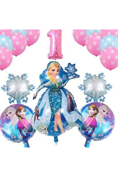 Baloane Vesele Elsa Fozen 1 Year Birthday Set