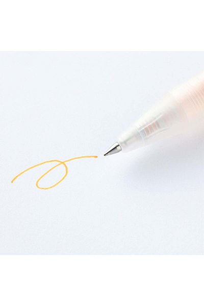 Muji Gel Ink Knock Type Ballpoint Pen, 0.5 mm, Yellow