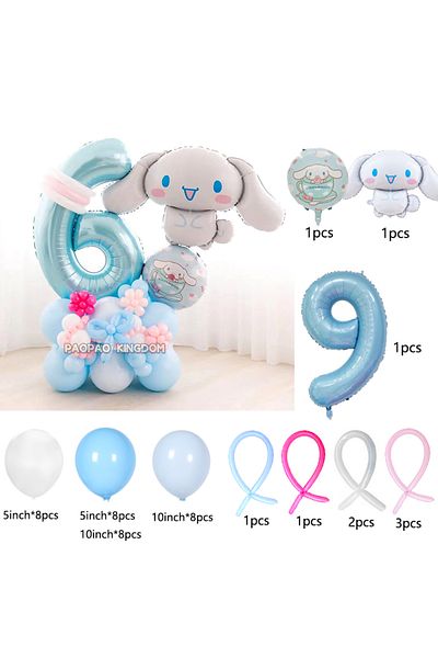 Miniso 1 pack 9 Cinnamoroll Foil Balloons Arch Garland Kit Latex Balloon Number Balls Cinnamoroll Birthday