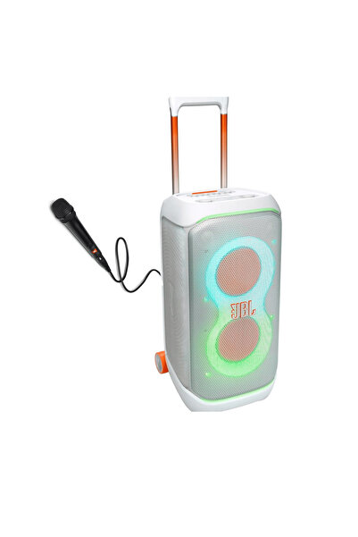 JBL Partybox Stage320 Beyaz Bluetooth Hoparlör ve Partybox Mikrofon