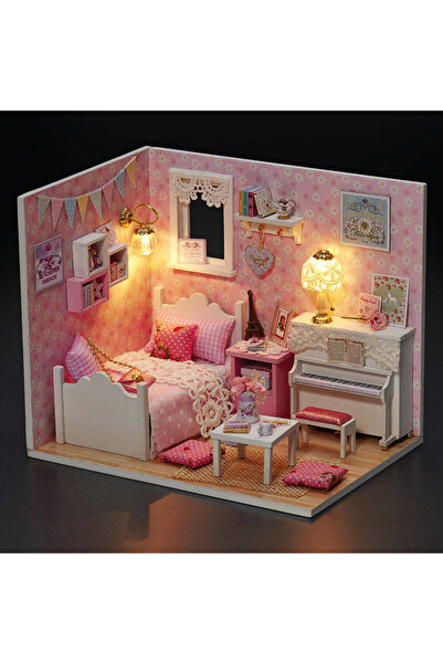 Choice 3015Exclud cover Kitten Mini Doll House Model Building Assembled House Home Kit Creative Room Bedroo