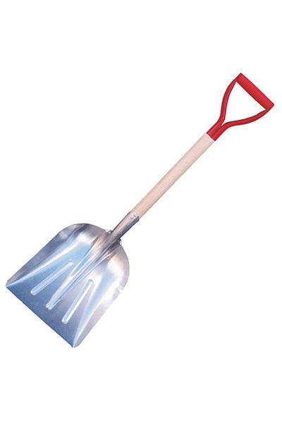 flores Aluminum shovel with 3 longitudinal profiles, wooden handle, 380 x 290 mm, total length 1.1 m