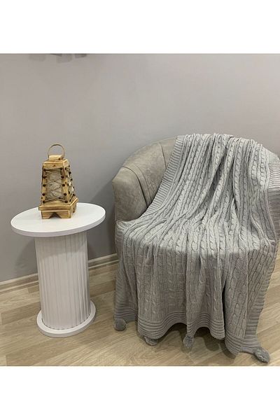DECORA CASA HOME COLLECTİON Knitwear Braided Tv Blanket - Leg Shawl, Sofa Shawl - 130X170 cm