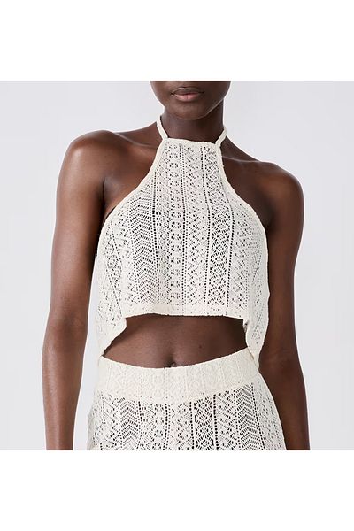 Loomi Ecru Lace Bikini Top Blouse