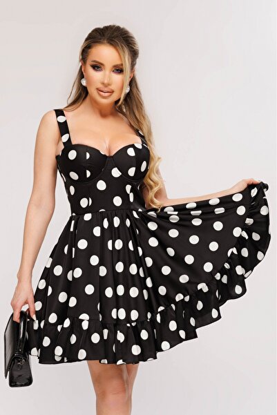 Atmosphere Fashion Rochie neagră pentru bebeluși cu buline