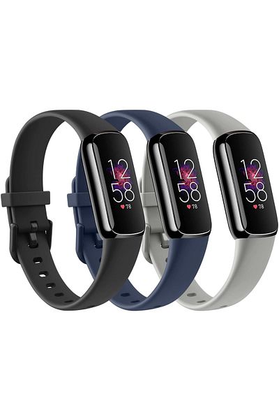 O Ozone 3 Pack Sport Bands For Fitbit Luxe Bands -Black /Blue/Beige