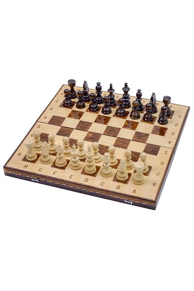 ROmde ROmde™ Wooden Chess and Board Game, 44x44 cm, Brown and White, Alphanumeric Numbered